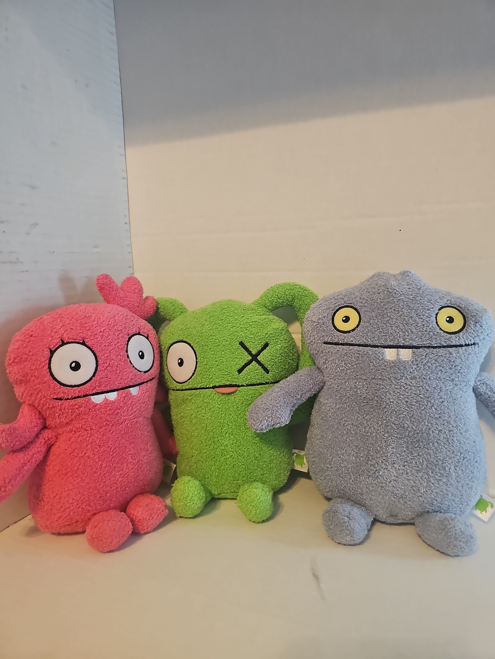 Cute Plush Monster Trio — Pink, Green & Gray Stuffed Animals